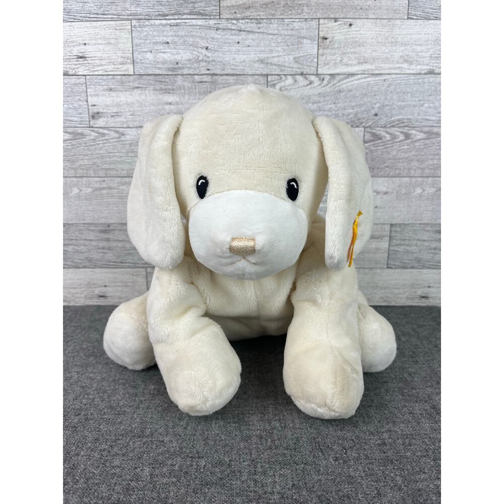 Vintage STEIFF Cream PLUSH Dog Stuffed Toy COLLECTIBLE Button in Ear Tag 14 Inch